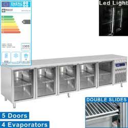 Table frigorifique ventilée  5 portes vitrées gn 1/1  700 lit.    Dt274/el-vd_0