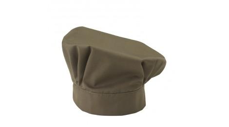 Toque de cuisine style faluche Molinel - marron - coton sergé 210 gr/m² avec élastique et œillets d'aération_0