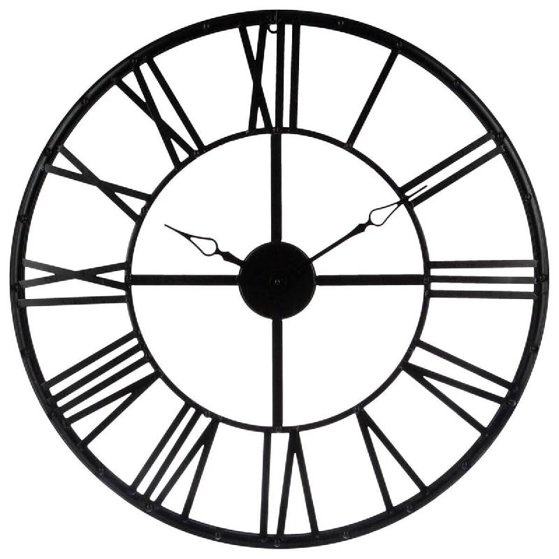 WellHome - Horloge vintage en métal noir Ø69,5 cm - noir métal WH13884_0