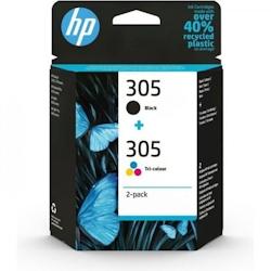 305 Pack de 2 Cartouches d'Encre Noire et Trois Couleurs Authentiques (6ZD17AE) HP - 3666373873428_0