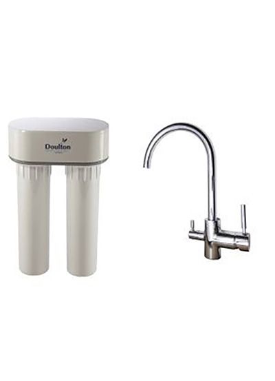 3072R3VHB - Filtres d'eau potable Doulton DUO Anti Calcaire - Robinet 3 voies inox brillant - Dimensions : H 32 cm x L 20 cm x P 10 cm_0