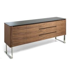 AC ANGEL CERDA Angel Cerdá Buffet noyer, acier chromé et plateau en verre noir 3060C 200 x 50 x 81 - marron Bois massif 8435631003373_0