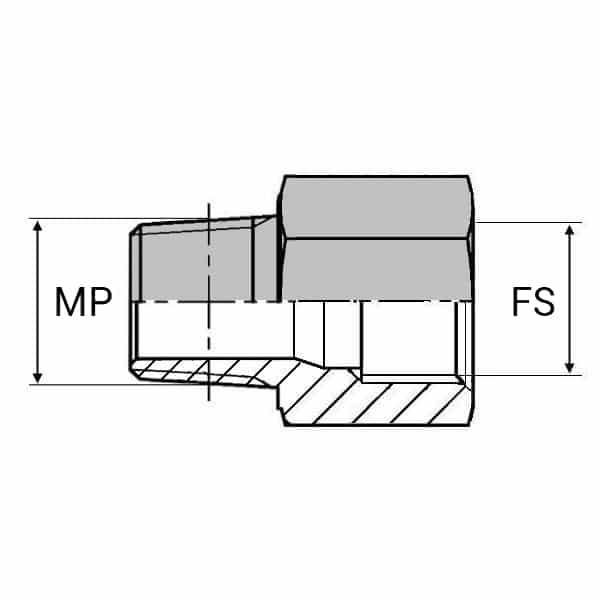 Adaptateur droit mâle NPT x femelle SAE - 3/8' , 17.05 , 9/16' , 12.76_0