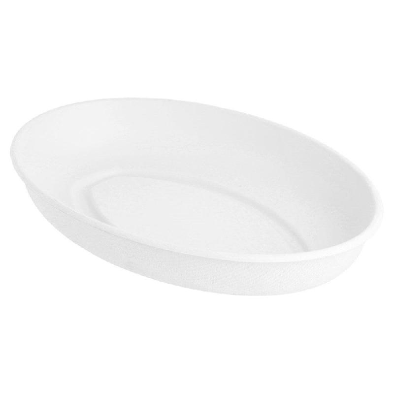 Assiette ovale bagasse blanche 23,6x16,9x4cm - par 300_0