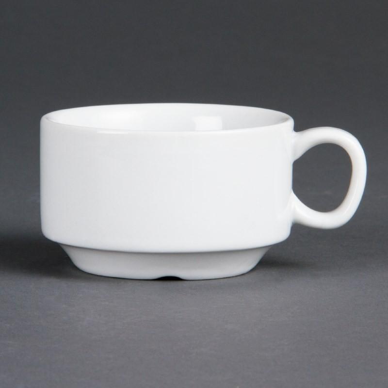 Boîte de 12 tasses à café empilables 85 ml en porcelaine - Olympia - résistantes aux chocs et garanties à vie_0