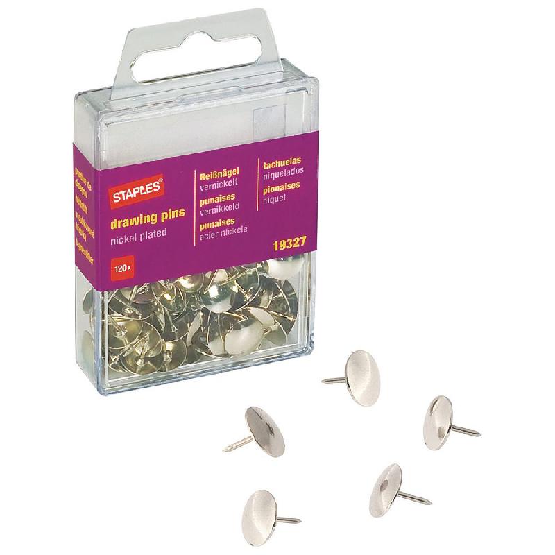 BOÎTE DE 120 PUNAISES - COLORIS METAL - PAQUET 120 UNITES