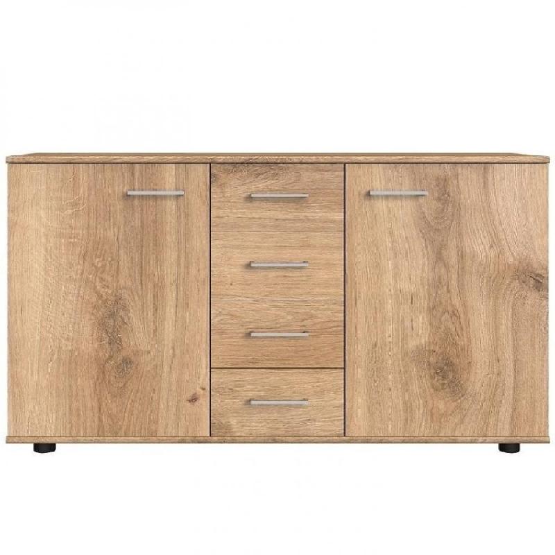 Buffet Caramella - 4 tiroirs, 2 portes - Décor chêne poutre - Design contemporain_0