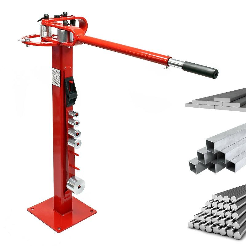 Cintreuse manuelle sur pied - Presse atelier pour tubes acier rond, carré et plat - Rouge - 16_0000773_0