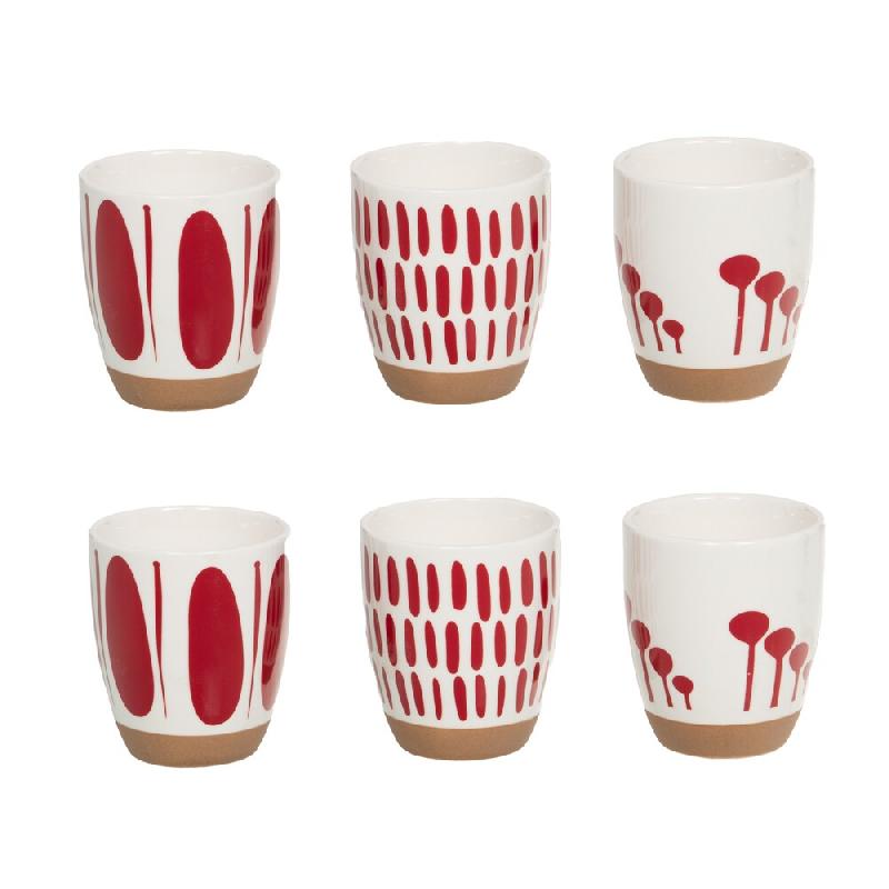 Coffret de 6 gobelets Mikonos rouge 10 cl -  Rond Porcelaine Table Passion 6.00x6.00 cm - rouge porcelaine 3106232282911_0