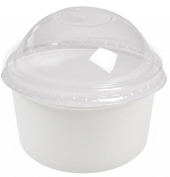 Combo Pot à Glace Blanc 245ml NOVACUP ECO PACK Dome fermé inclus Sorbet Dessert Glacé Snacking VAE  ø94x55mm Idéal Glace Artisanale - Lot de 3000_0