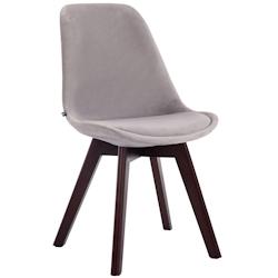 Décoshop26 - Chaise de salle à manger x1  design scandinave en velours gris et piètement à 4 pieds en bois marron 10_0003285 - marron 3000251498202_0