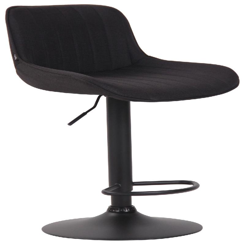 Décoshop26 - Tabouret de bar chaise haute x1 en tissu noir coutures verticales support en métal noir 10_0005880 - noir métal 3000265276292_0