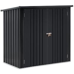 Helloshop26 - Abri de jardin cabane cabanon en métal 145 x 86 x 135 cm acier inoxydable acier galvanisé noir 14_0008107 - 3000220929744_0