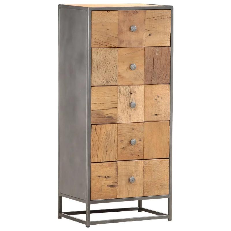 Helloshop26 - Armoire à tiroirs vintage style ancien 45 x 30 x 100 cm solide espace de rangement en bois de récupération marron 02_0046475 - marron_0