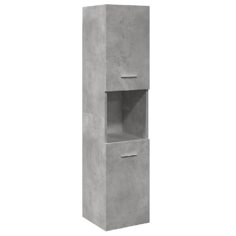 Helloshop26 - Armoire de salle de bain suspendue gain de place 30 x 30 x 130 cm en bois d'ingénierie gris béton 02_0050804 - gris Bois massif 300023_0