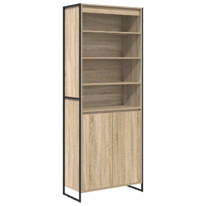 Helloshop26 - Lot de 2 armoires hautes rectangulaires modernes rangement salon 79 x 36 x 200 cm en bois d'ingénierie sonoma 02_0056104 - Bois massif_0