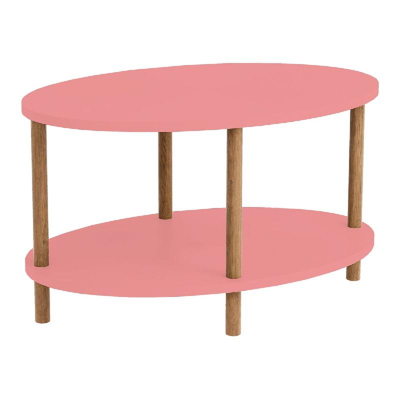 Helloshop26 - Table basse console d'appoint ovale 43 x 70 x 44 cm rose naturel 03_0010828 - rose 3000225430429_0