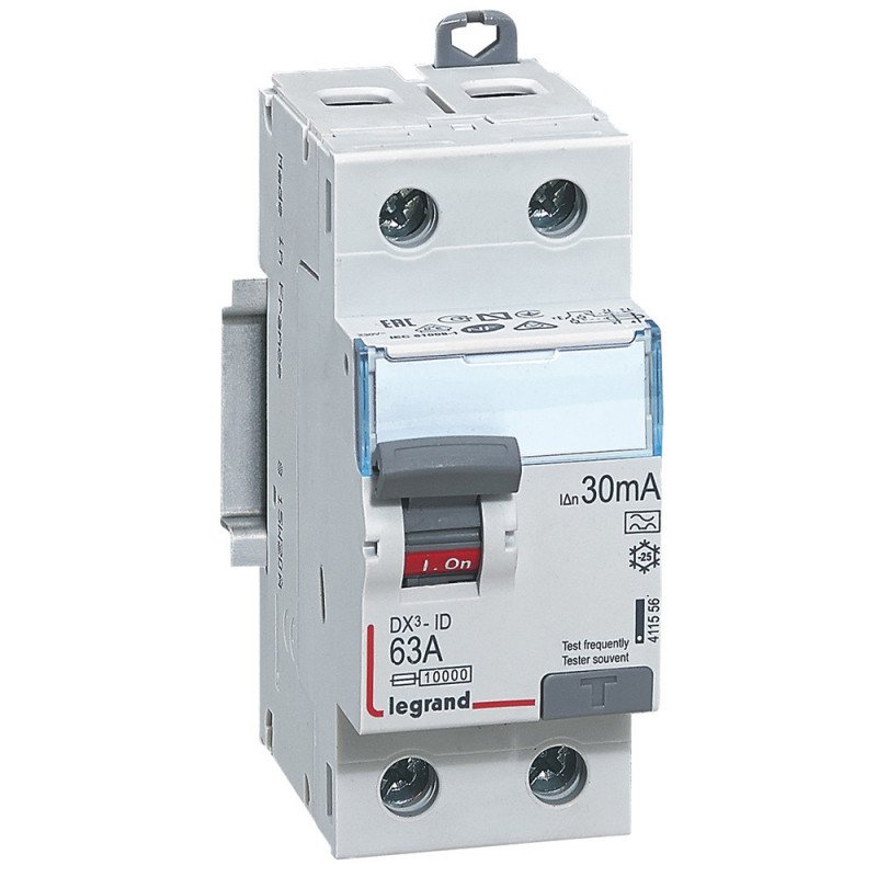 INTERRUPTEUR DIFFÉRENTIEL DX³-ID 2P 230V 63A TYPE A 30 MA - LEGRAND - 411556