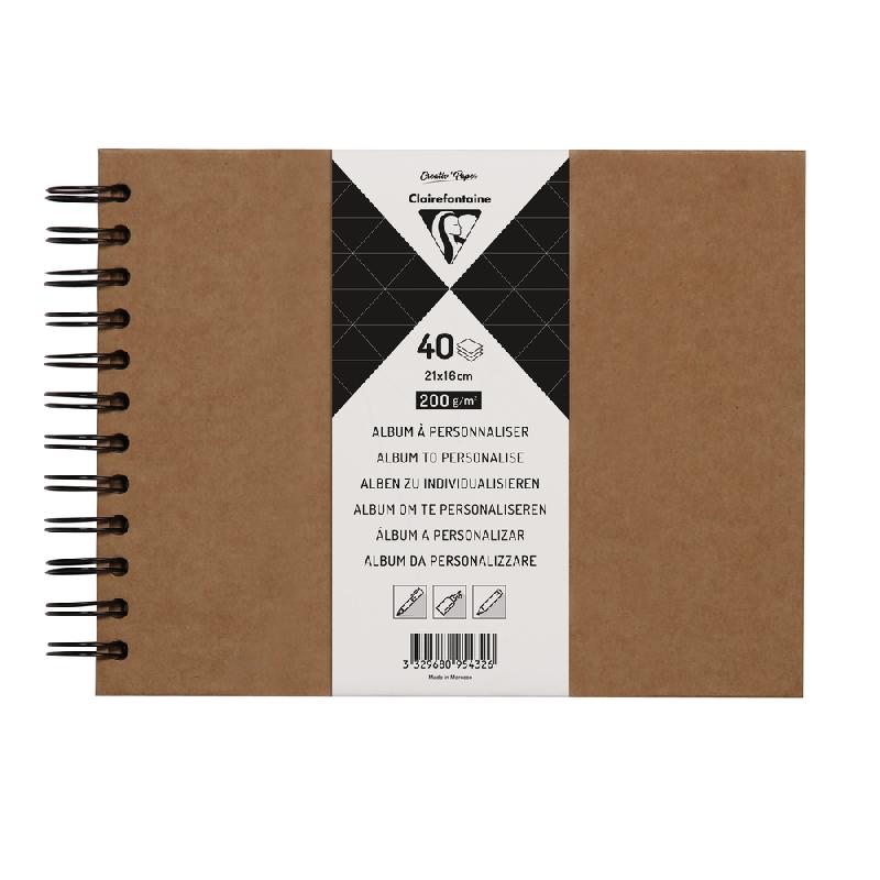 ALBUM À PERSONNALISER DE 40 FEUILLES 200G/M2 AU FORMAT 21X16CM - KRAFT - LOT DE 3