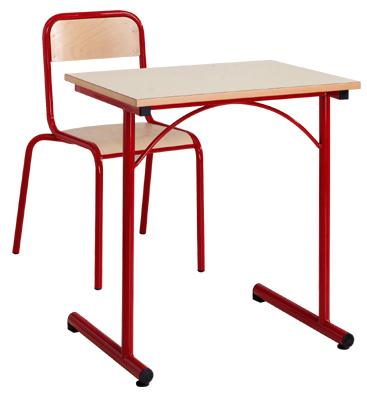 TABLE ATLAS II 130 X 50 CM, CHANTS SURMOULÉS, T3, PLATEAU BEIGE, PIÈTEMENT ROUGE - MANUTAN COLLECTIVITÉS