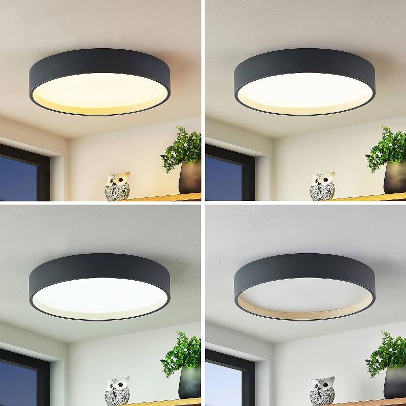 LINDBY PLAFONNIER LED TODOR, 50 CM, ANTHRACITE, CCT, BOIS