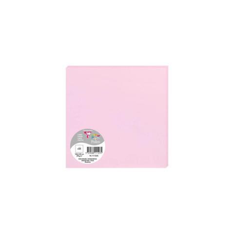 LOT DE 2 - PAQUET DE 25 CARTES SIMPLES POLLEN 160X160MM 210G/M2 - ROSE DRAGÉE