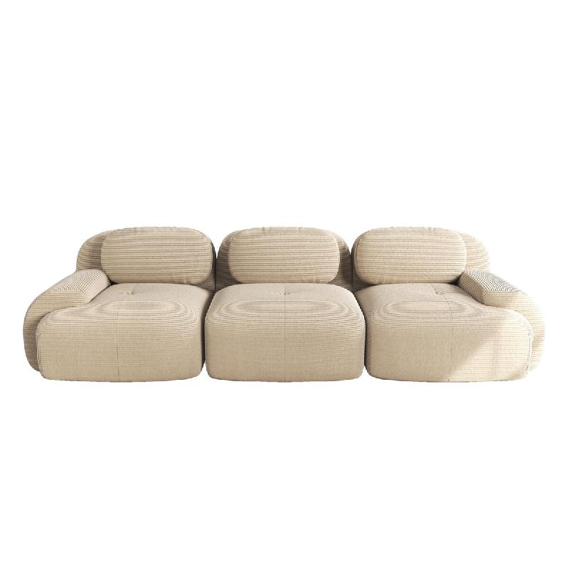 Merax canapé modulable en corde 3 places, canapé nuage sans cadre, près du sol avec assise profonde, doux et confortable, antidérapant, beige - be_0