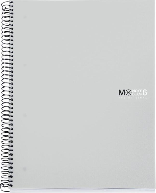 MIQUELRIUS Lot de 5 Cahier The Original A4, 300p./150 feuilles 70 g/m², reliure intégrale, couverture PP coloris gris, quadrillé 5x5 - 8422593422274_0