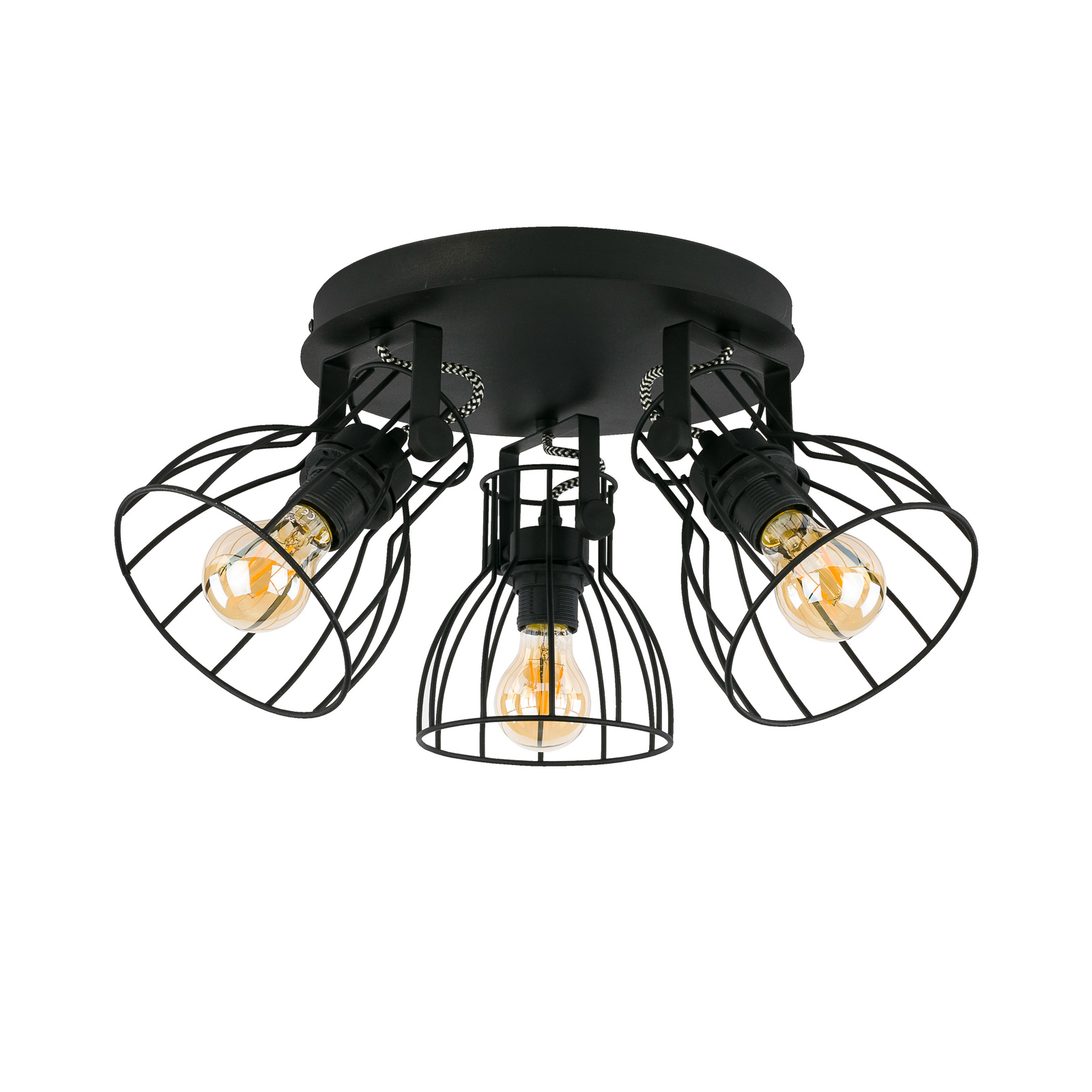 TK LIGHTING PLAFONNIER ALANO NOIR À TROIS LAMPES
