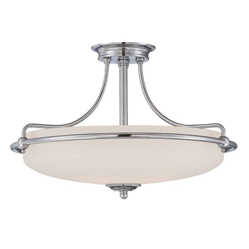 QUOIZEL PLAFONNIER GRIFFIN AVEC ÉCART, CHROMÉ, Ø 57 CM