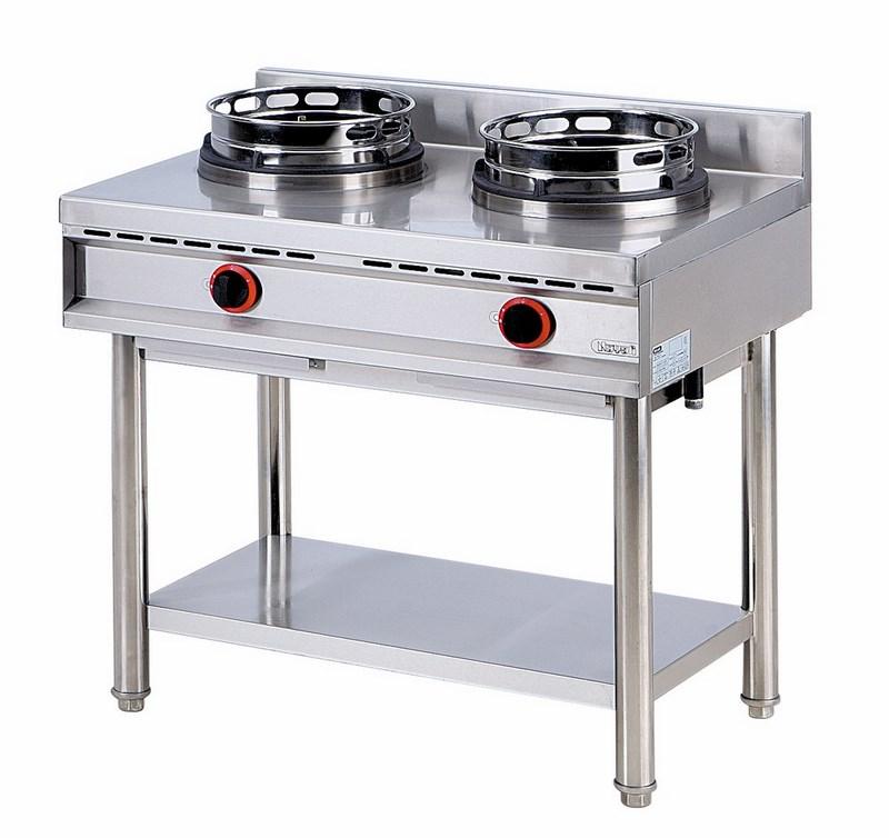 Plan de cuisson wok à gaz avec étagère, 2 brûleurs - AHA0018_0