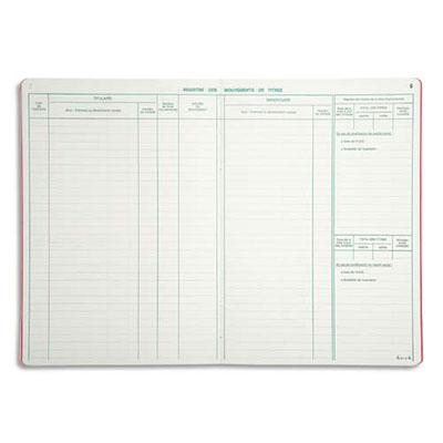 REGISTRE DES MOUVEMENTS DE TITRES LE DAUPHIN - 29,7 X 21 CM VERTICAL - 40 PAGES 5 COLONNES