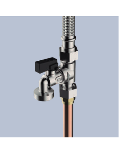 Robinet de repiquage M/F 12x17 - Sortie M 20x27 - Laiton avec vanne 1/4 de tour_0