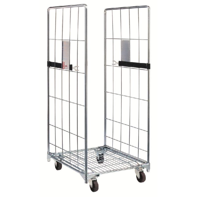 Roll caddie - charge 500 kg - L.72xP.81xH.170cm - 4 roulettes 10cm - finition zingué brillant_0