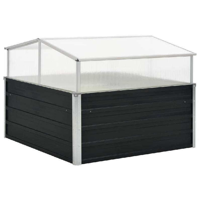 Serre de jardin 100 x 100 x 77 cm - Acier galvanisé anthracite avec panneaux en PC - Réf. 02_0001737_0
