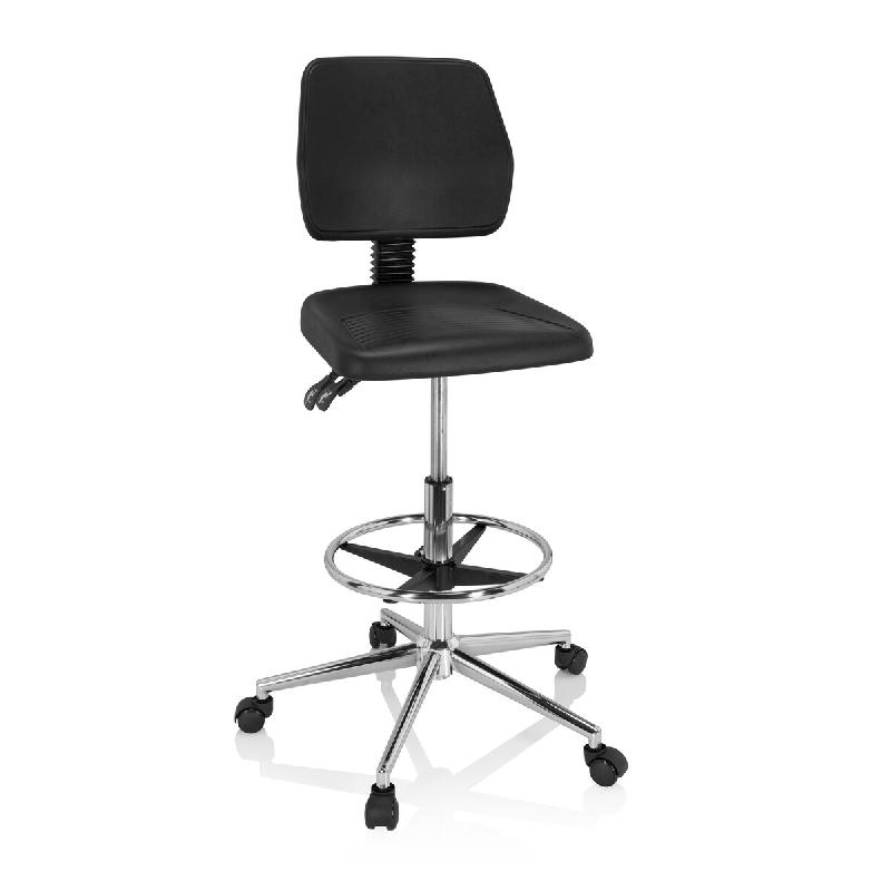 Siège technique / Tabouret technique TOP WORK 11 I en mousse rigide, chromé noir hjh OFFICE - noir plastique 830102_0