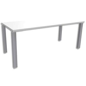 Simmob bureau droit 4 pieds + raidisseur passe-câbles exprim l180 x h72,5 x p80 cm blanc perle aluminium_0