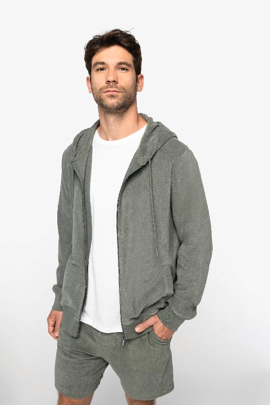 Sweat-shirt écoresponsable en éponge zippé à capuche homme - Native Spirit - Réf: NS419 - 80% coton biologique et 20% polyester recyclé_0