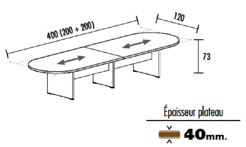Table de réunion ovale TAK avec top access - Mobel Linea - Acacia clair, 400_0