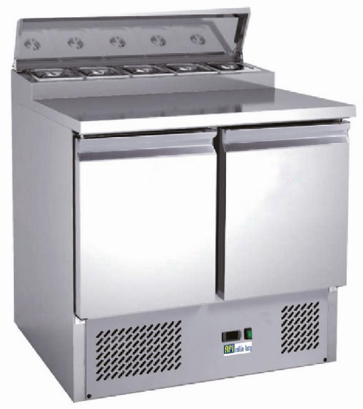 Table réfrigérée positive avec saladette intégrée - 2 portes - bacs GN 1/6 - inox - AAPS200_0