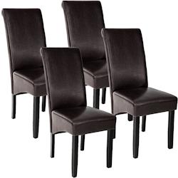 Tectake Lot de 4 chaises aspect cuir - marron -403496 - marron matière synthétique 403496_0