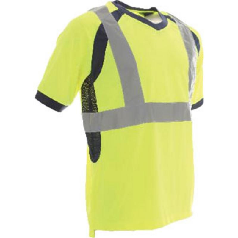 TEE SHIRT TO4 JAUNE FLUO TXXL 3 BANDES MAILLE AV AERATION