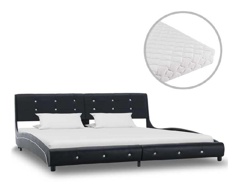 Topdeal Vdyu20238 Fr Lit Avec Matelas Noir Similicuir 180 X 200 Cm Lit Adulte Sommier A Lattes Chambre A Coucher Maison Comparer Les Prix De Topdeal Vdyu20238 Fr Lit Avec Matelas Noir Similicuir 180