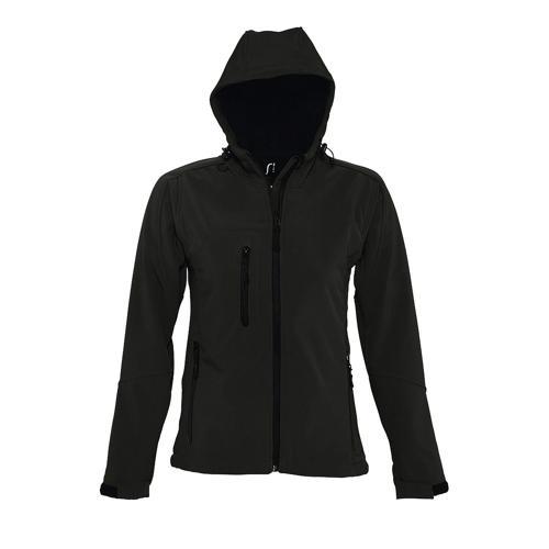 VESTE FEMME ZIPPÉE SOFTSHELL À CAPUCHE EN POLYESTER NOIR