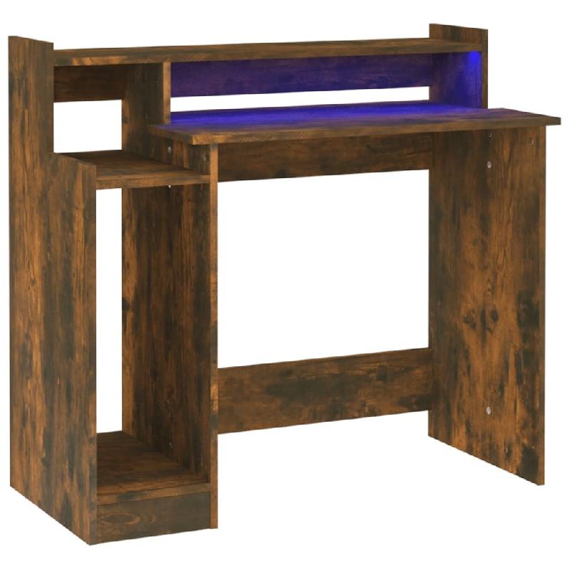 VidaXL Bureau et lumières LED Chêne fumé 97x45x90 cm Bois d'ingénierie Modèle Apex Stella - 820475_0