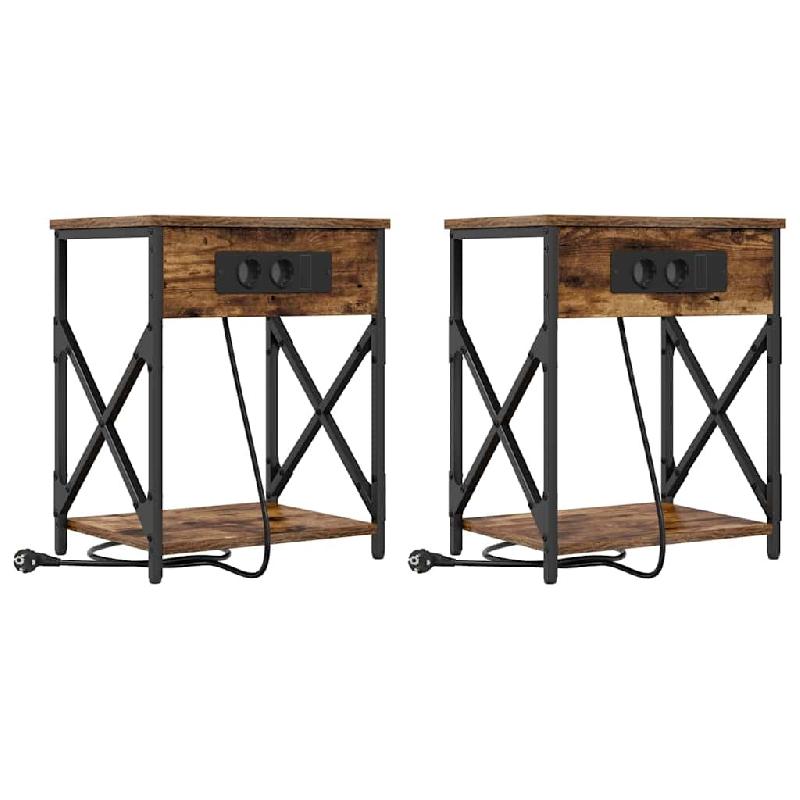 VidaXL Cabinet de chevet 2 pcs Chêne fumé 41 x 31 x 51 cm – Modèle Altesse - 859510_0