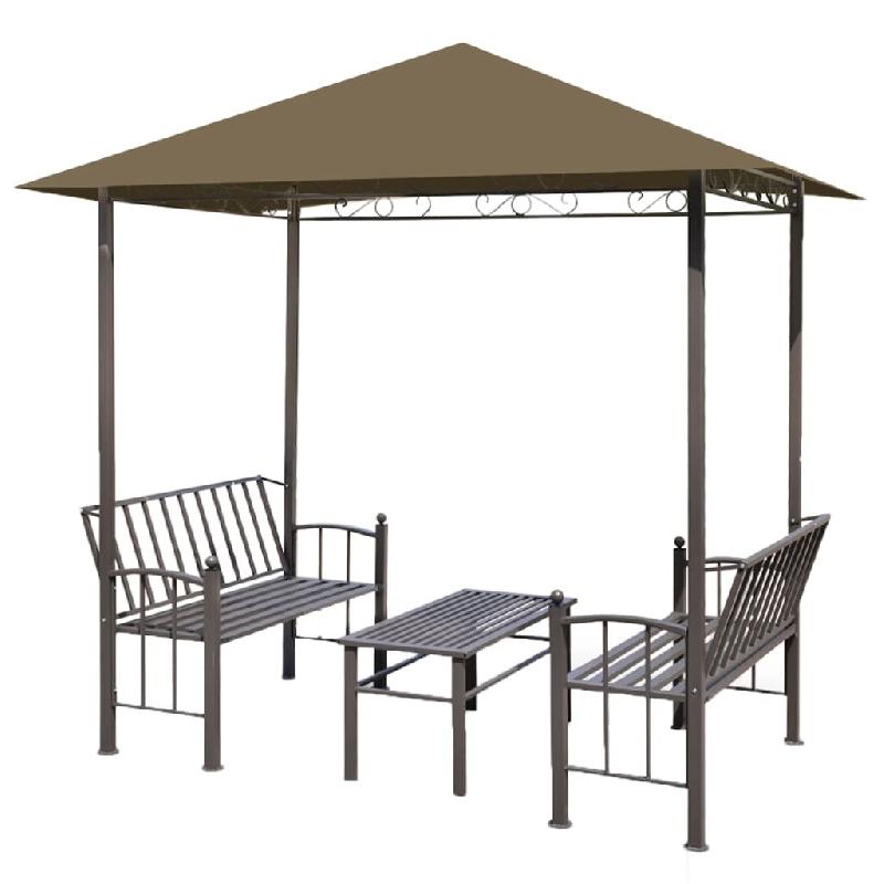 VidaXL Pavillon de jardin et table et bancs 2,5x1,5x2,4m Taupe 180g/m²  Modèle Vega StudioDesk Signature - marron 312222_0