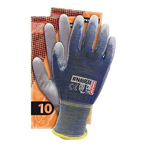 REIS RNYPO_MELNSW9 - Lot de 12 gants de protection bleu/gris/blanc - Polyuréthane, résistants à l'abrasion et à la déchirure_0
