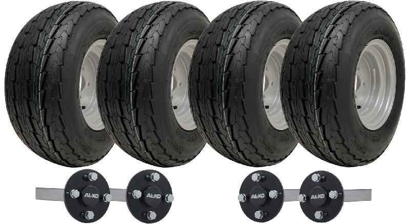 20.5x8.00-10 Twin Axle Trailer Kit High Speed Road Legal Wheels Stub Axle 750kgs_0