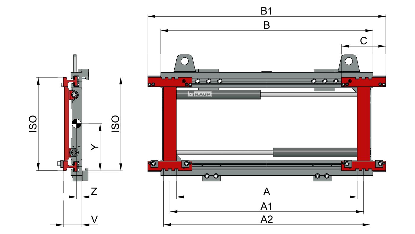 Positionneur de fourches T160B - Kaup - 2T160B - capacité : 2080 kg - sans déplacement latéral_0